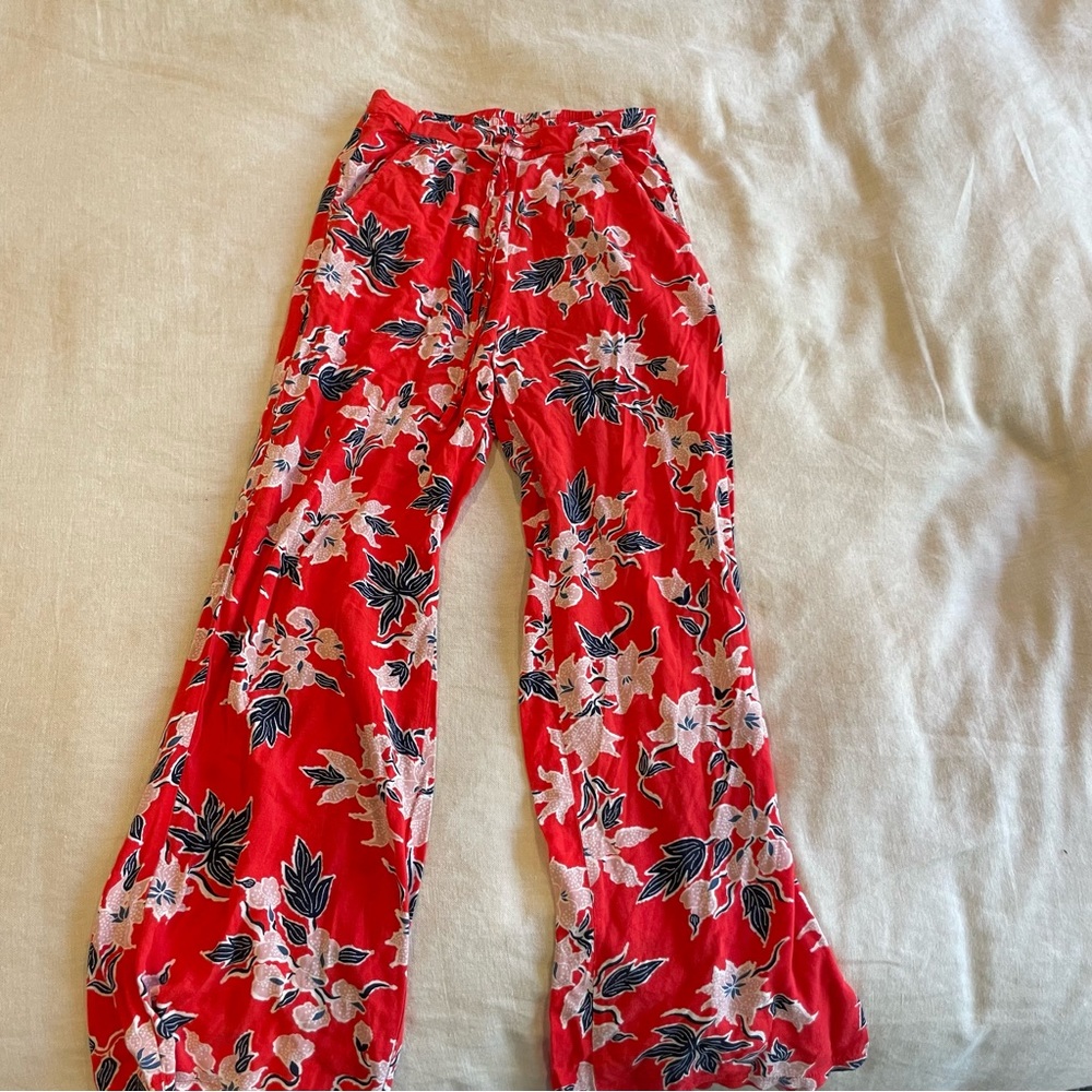 Floral flowy wide leg cotton pants
